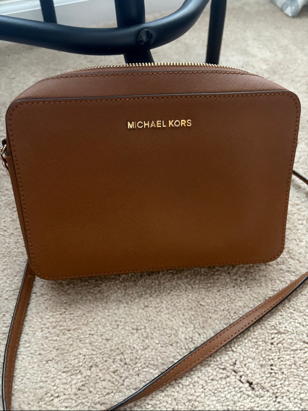 Michael Kors Tan Saffiano Crossbody Camera Bag